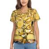 Gustav Klimt T Shirt The Kiss Hip Hop T-Shirts Women V Neck Basic Tops 2024 Beach Short Sleeve Pattern Clothes