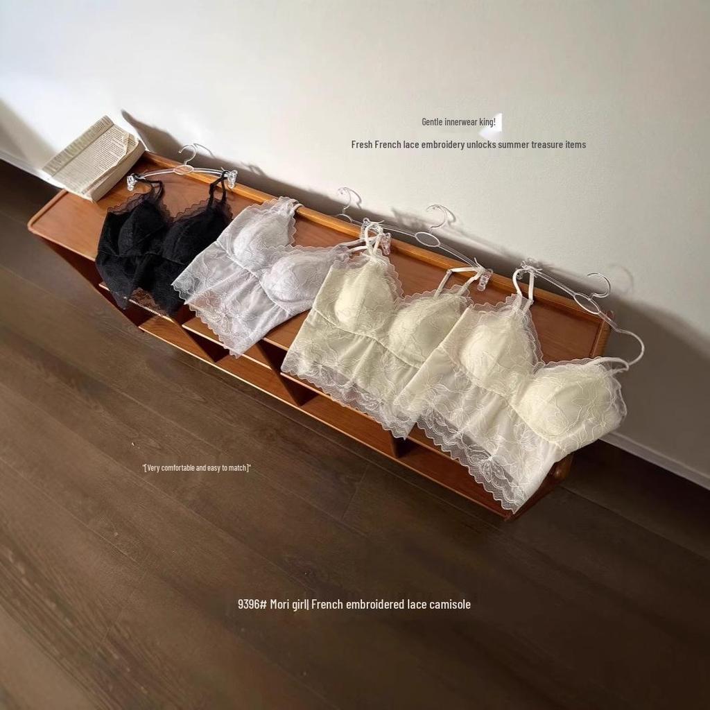 Кружевной топ-майка Ya Shuang с французской вышивкой, с фиксированными чашками и вкладышами - Универсальный и удобный