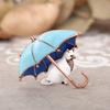 Blucome Lovely Cat Under Umbrella Brooch Enamel Pins For Women Routine Gathering Decoration Accessories Collar Corsage