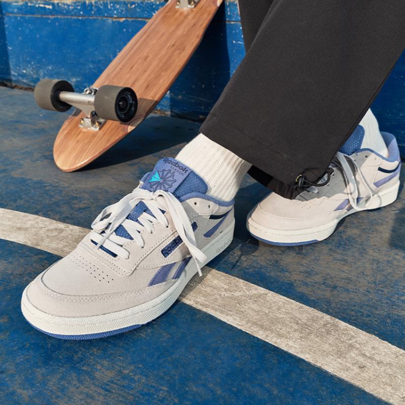 Reebok Кеды для скейтборда Club C REVENGE с низким верхом Унисекс Сине-серые кроссовки 100074165