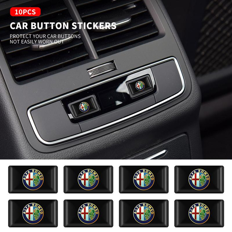 EORUZ1 10pcs Epoxy Car Window Lift Button Steering Wheel Stickers For Alfa Romeo giulia stelvio giulietta 159 147 156 166 Accessories