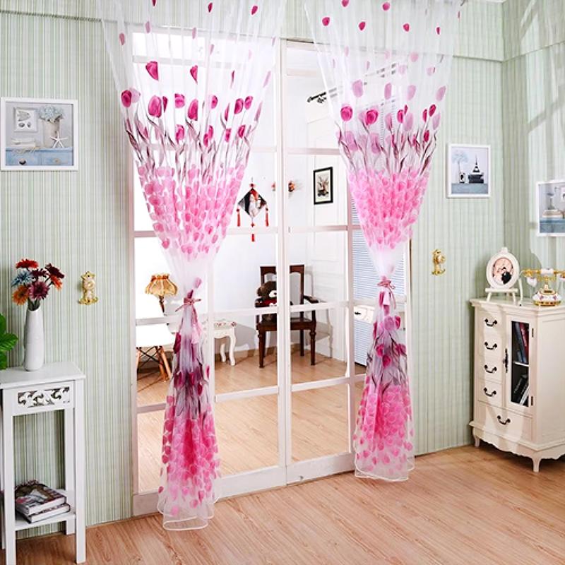 100*270 см Тюльпан Печатный Домашний Декор Вуаль Прозрачные Модные Шторы Для Окна Элегантные Шторы Для Экранирования Газовая Штора