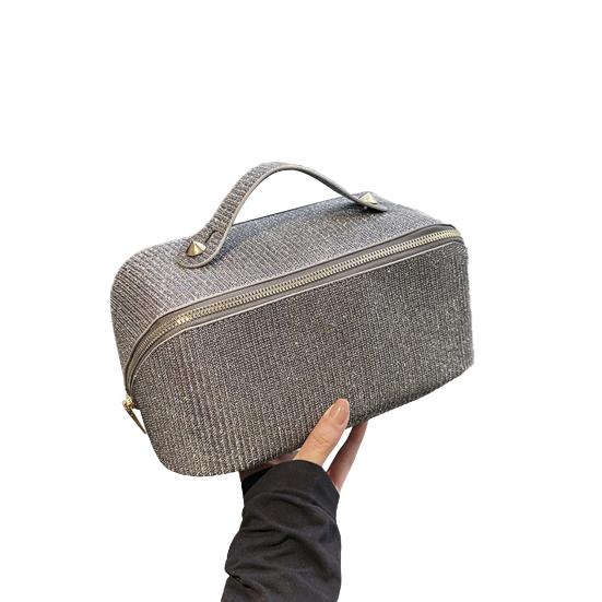 Косметичка с ручкой, блестящая поверхность, съемный дизайн, застежка-молния, большая вместимость, водонепроницаемые дорожные туалетные принадлежности