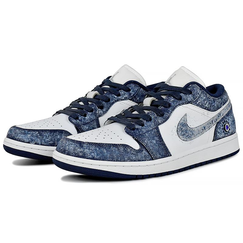Jordan Air Jordan 1 Износостойкие Низкие Винтажные Баскетбольные Кроссовки Мужские Сине-Белые 553558-141(Team96-S-BOX)