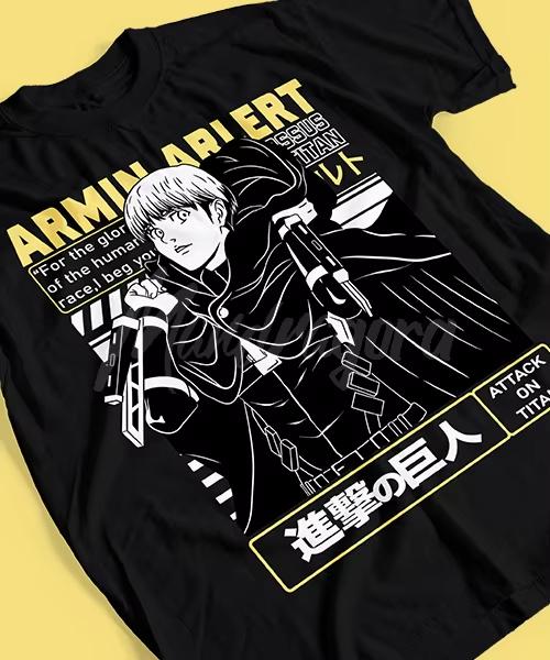 Anime Attack on Titan Armin Arlert Batalla Final Printed Tshirt Unisexs and Womens Tshirt Unisexs Top Sports Tshirt Unisexs Tee