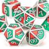 7 шт., зеленые, красные стандартные металлические кубики, набор цельнометаллических многогранных кубиков, подходящий для ролевой ролевой игры, настольной игры, карточной игры