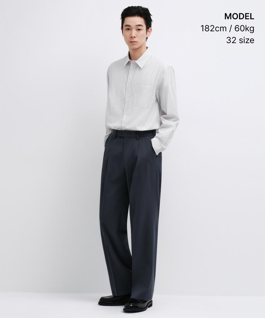 MUSINSA STANDARD Real Wide Hidden Banding Slacks [Iron Gray]