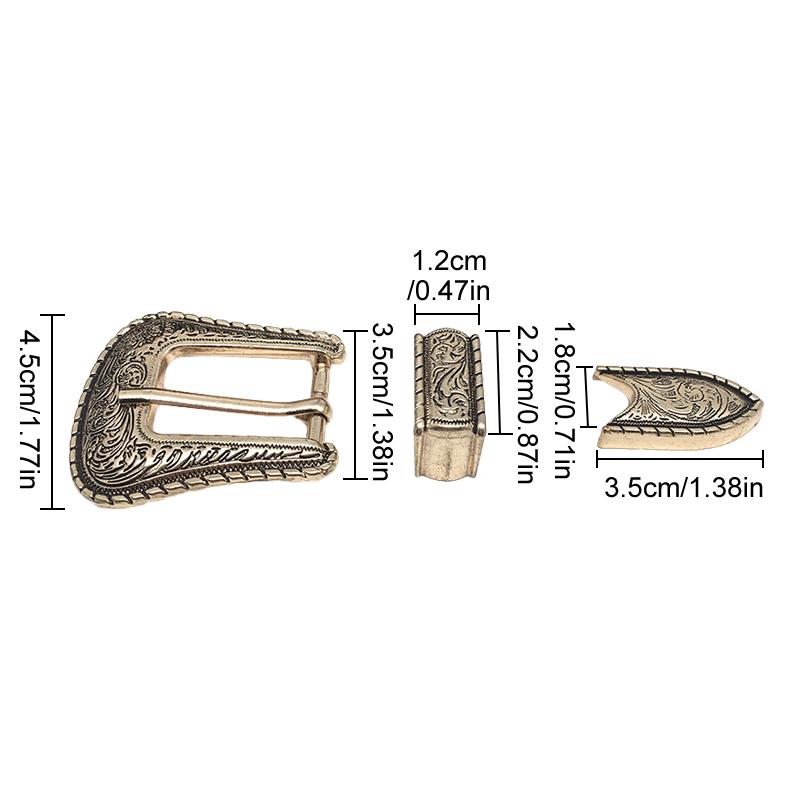 1Set Replacement Parts Craft Buckle DIY For Men Vintage Alloy Belt Buckle Embossed Three Piece Pin