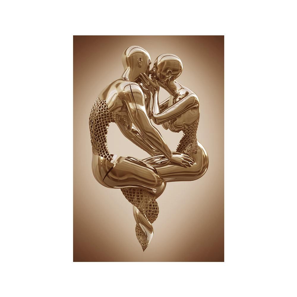 3d современная металлическая фигура, статуя, художественная роспись на холсте, романтические абстрактные постеры и принты, настенные панели для гостиной, декор для дома