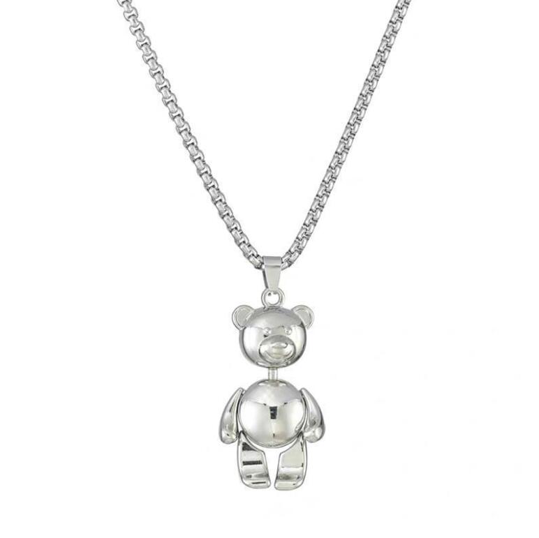 Титановая сталь мультфильм милый медведь темнота динозавр робот ожерелья для мужчин женщин длинная цепочка в стиле панк ретро ювелирные изделия подарок