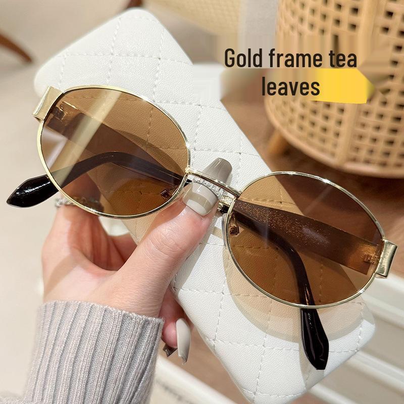 Гонконгские ретро-солнцезащитные очки «Кошачий глаз» для женщин с высококачественной металлической овальной оправой, с возможностью установки линз по рецепту.