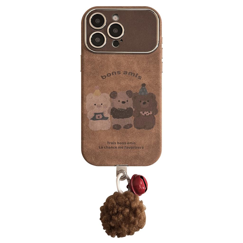 Autumn and Winter Cartoon Animals for IPhone16 Mobile Phone Case for Apple 15promax Suede 14 Hair Ball Rope 17