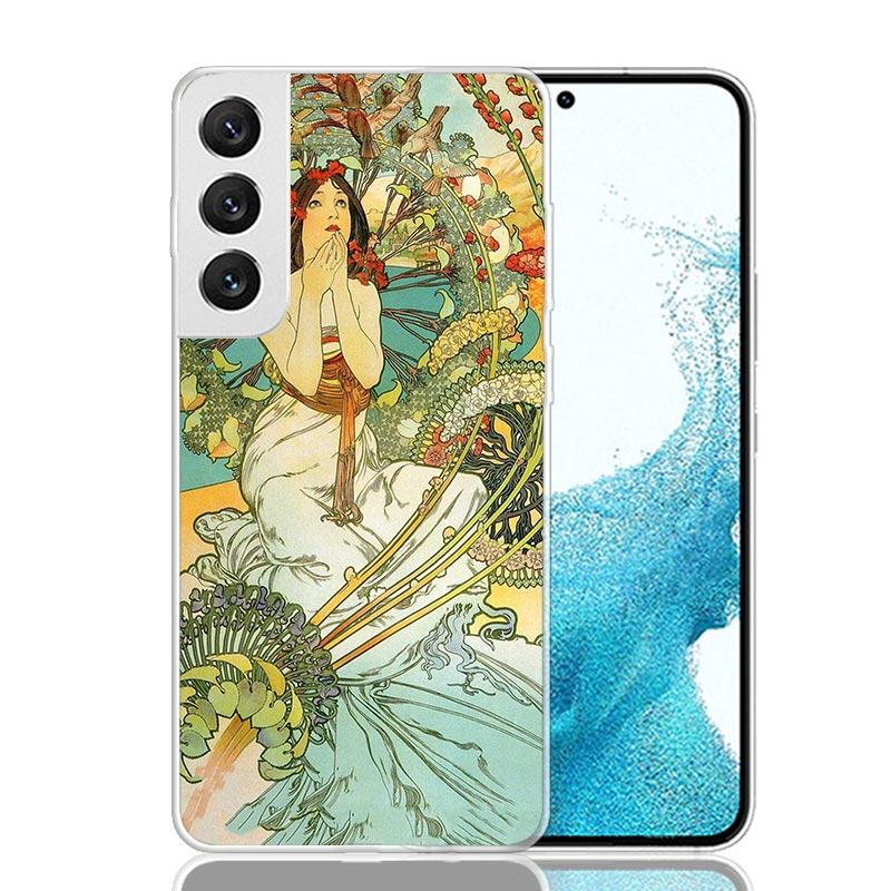 Alfons Mucha Primavera Case Phone Cover for Samsung Galaxy S24 S25 Ultra S23 Plus S22 + S21 S20 FE S10 S25Plus Trend Fundas S24