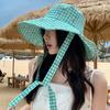 Wide-edged Bucket Hat Lace-up Sunscreen Hat Sweet Summer Cap  Women
