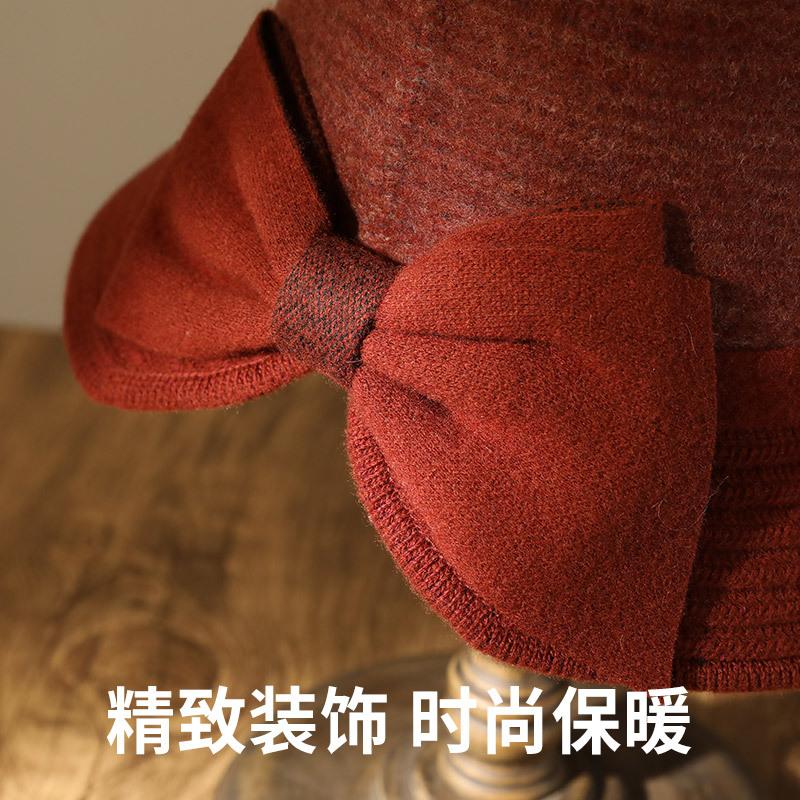 Шляпа женская осенне-зимняя элегантная шляпа-котелок с бантом для среднего возраста модная теплая шляпа-ведро универсальная шляпа-ведро