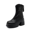 Fashion 10CM Thick High Heels Women Summer Ankle Boots Microfiber Leather Ladies Hollow Short Boot Shoes Woman Basic Booties
