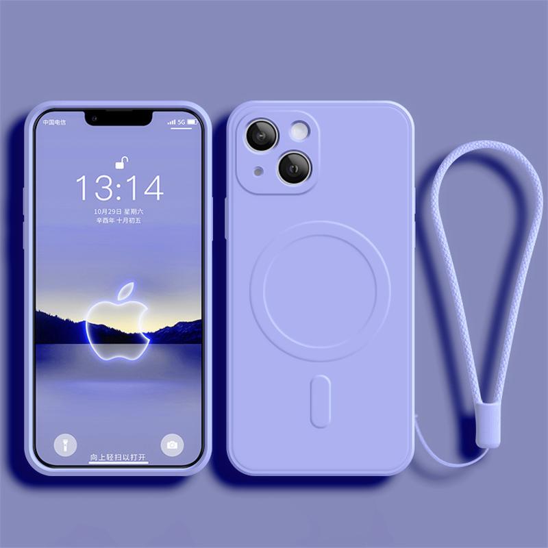 Силиконовый чехол для телефона с ремешком на запястье для iPhone 13 14 15 16 Pro Max 12 11 X XR XS 7 8 Plus SE для магнитного беспроводного зарядного чехла Magsafe