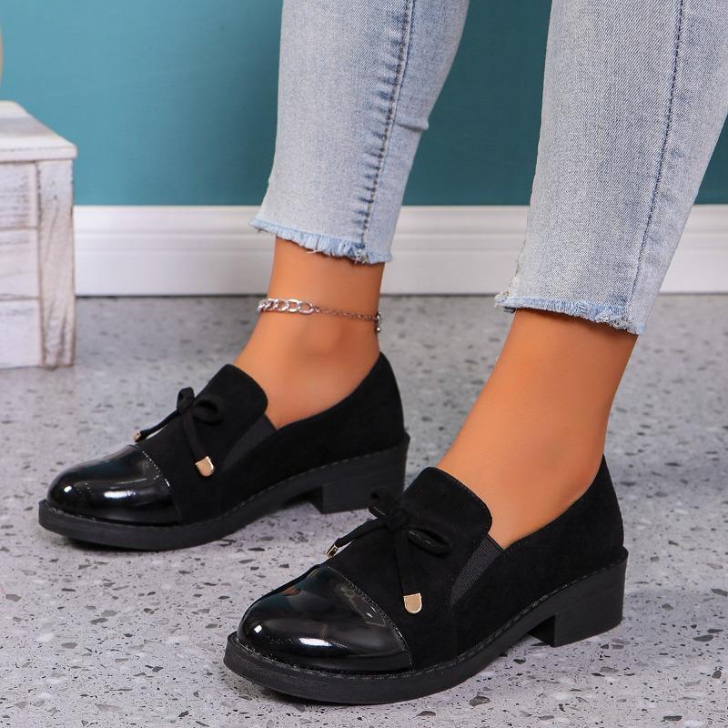 Модная женская рабочая обувь на весну и осень 2025 года, туфли-лодочки на невысоком каблуке с бантами, женская обувь на платформе