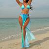 Европа и США Плавные переходы Сетчатое платье с завязками на бретелях Бикини Тройной купальник