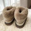 Snow Boots Women's Winter Plush Warm Cotton Shoes Versatile Lace Up Anti-skid Thick Soled Wool Cotton Shoes