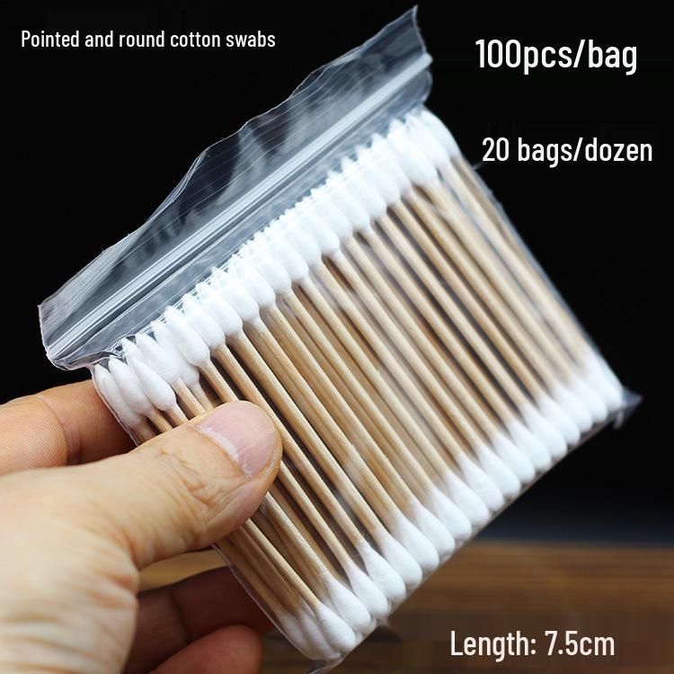 Pink Double-Ended Embroidery Cotton Swabs: Multi-Functional Eyeliner and Nail Art Cleaning Tool (7cm)