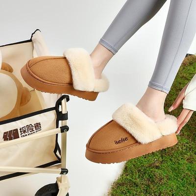 Женские нескользящие теплые домашние/уличные тапочки - толстый бархат и хлопок для осени/зимы