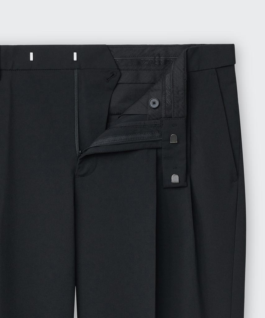MUSINSA STANDARD [Cooltandard] Real Wide Hidden Banding Slacks [Black]