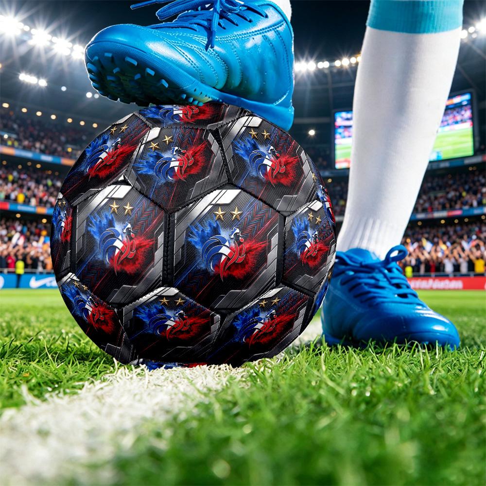 France Football Напечатанный Размер 5 Футбольный Мяч Износостойкий Стандартный Тренировочный Мяч для Взрослых Подарок для Фанатов для Матчей в Помещении и на Открытом Воздухе Спортивный