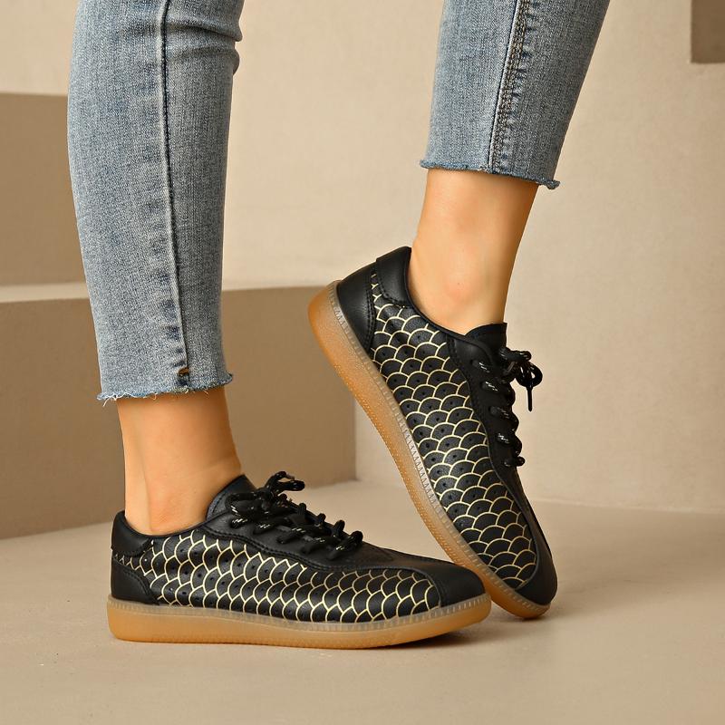 Fashion Large Size Flat Shoes Four Seasons Round Head Front Lacing Soft Sole Anti-slip Wear-resistant Low-top Shoes 35-43