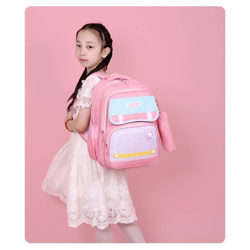 Charming Cartoon Nylon Backpack For 1st And 2nd Grade Kids With Spacious Capacity Cute Pencil Case