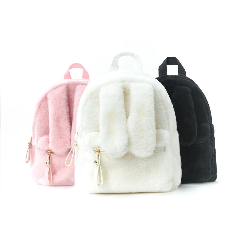 Kids Plush Backpack With Rabbit Ear Design For Travel And School