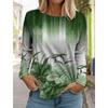 2024 Women's Fashion Tops Long Sleeve Round Neck Pullover Casual Long Sleeve Tshirt New 3d Printed Striped Gradient Floral Print