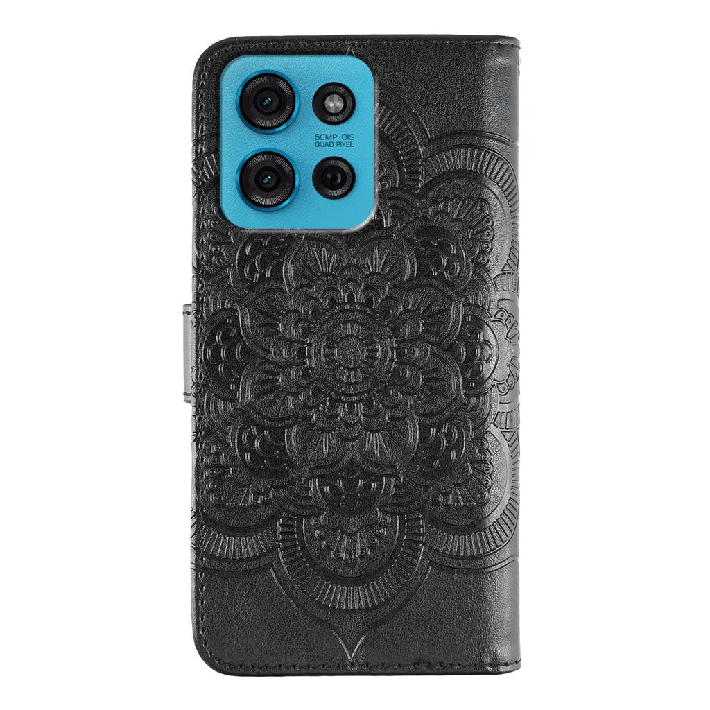 Для Motorola Moto G75 5G Чехол из ПУ кожи с тисненым дизайном мандалы Чехол-кошелек для телефона