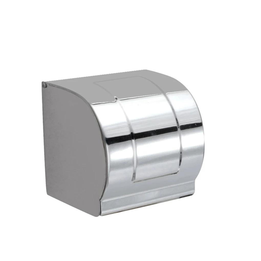 Toilet Paper Clean And Dry Roll Door Closed Holder Stainless Steel Is Waterproof And Rust Resistant Silvery Paper Towels Shelf