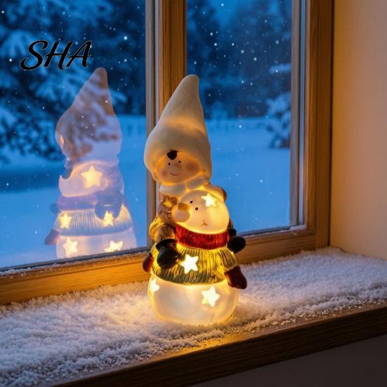 Glowing Tabletop Decorations Christmas Luminous Ornament, Durable Resin with Warm LED Light Design, Entryway Decor Add Holiday Festive Atmosphere