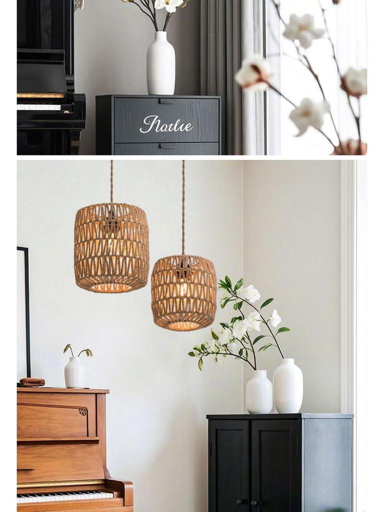 Handmade Woven Pendant Lampshades for Restaurants and Homestays
