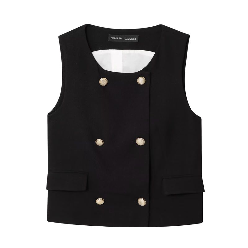 Araltay New Arrival Fashion Style Women's Clothing Double Breasted Gold Plated Button Vest Pants 8582851 8606851