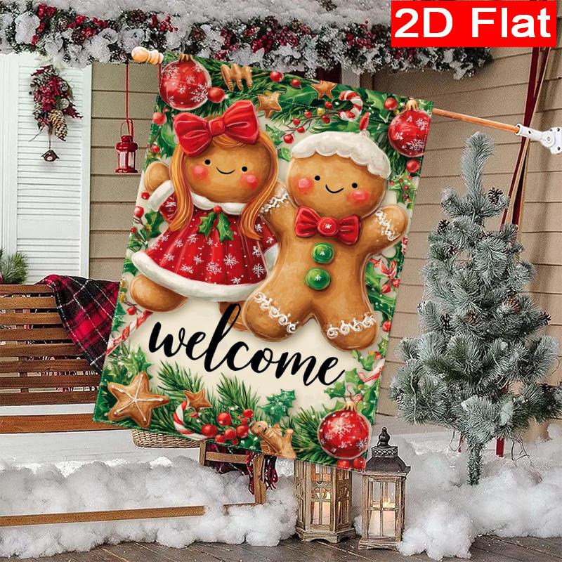 2D Flat - 2D Flat - 2D Flat Christmas Gingerbread And Woman Garden Flag 4 (1) Outdoor Garden Flag Double-Sided Home Decoration Courtyard Decoration O