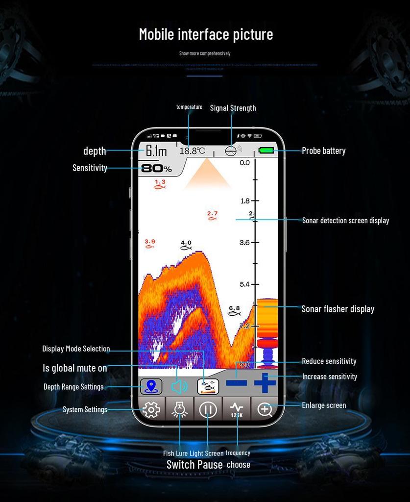 Cross-Border Black Tech: Erchang Sonar Fish Finder - Wireless WiFi HD Dual-Band Smartphone Compatible Fishing Gear