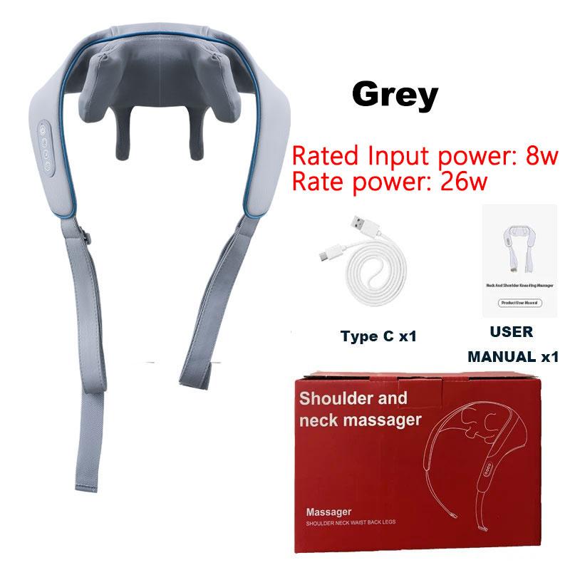 Electric Neck and Back Massager Wireless Neck and Shoulder Kneading Massage Pillow Cervical Back Muscle Relaxing Massage Shawl