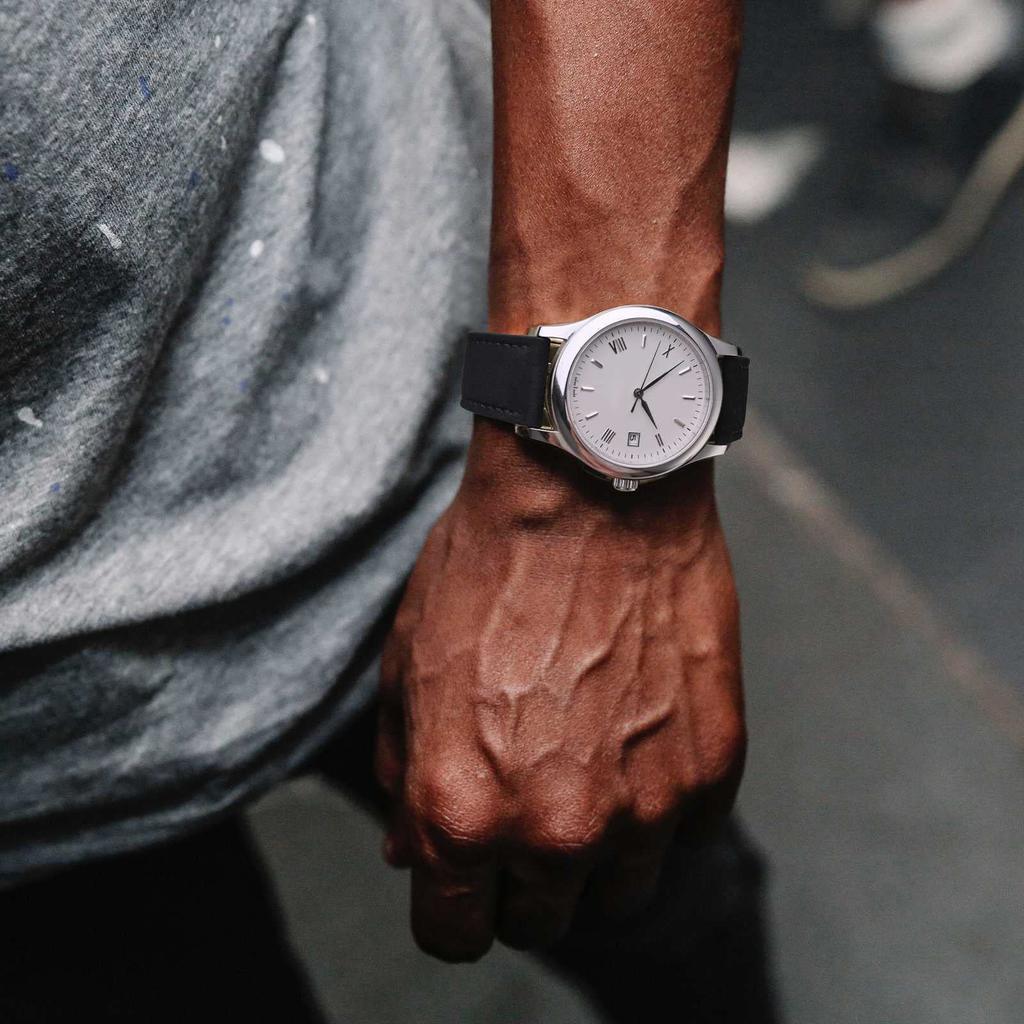 Ремешок для часов из кожи с быстросъемным креплением, 20 мм, пряжка из нубука [WOCCI] черный/черный