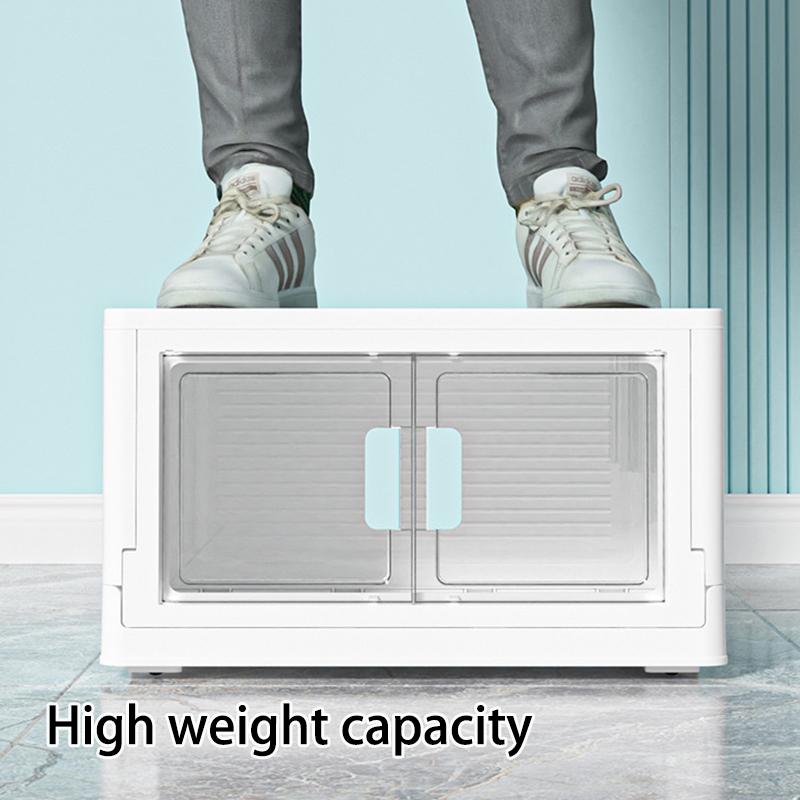 Складной ящик для хранения большой емкости, штабелируемый органайзер для мелочей, ящик для хранения игрушек для спальни, домашняя коробка для сортировки мелочей, прозрачные окна