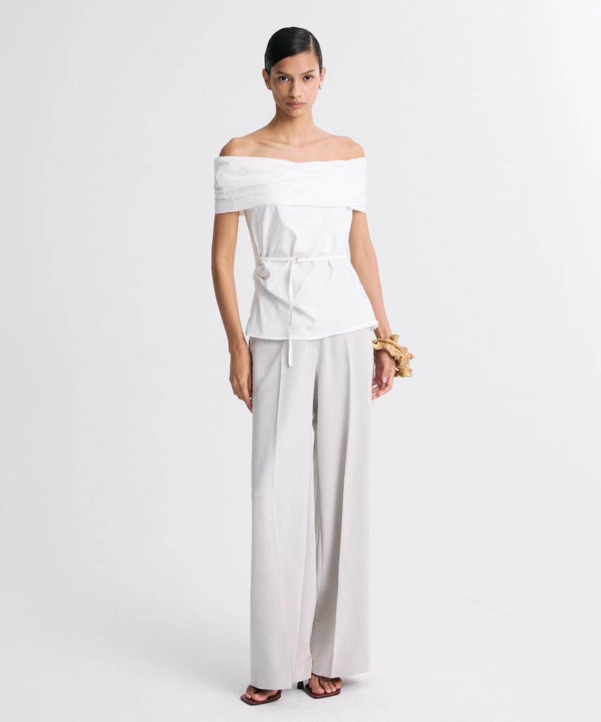RE RHEE Wide Leg Pleated Trousers Mix Oat