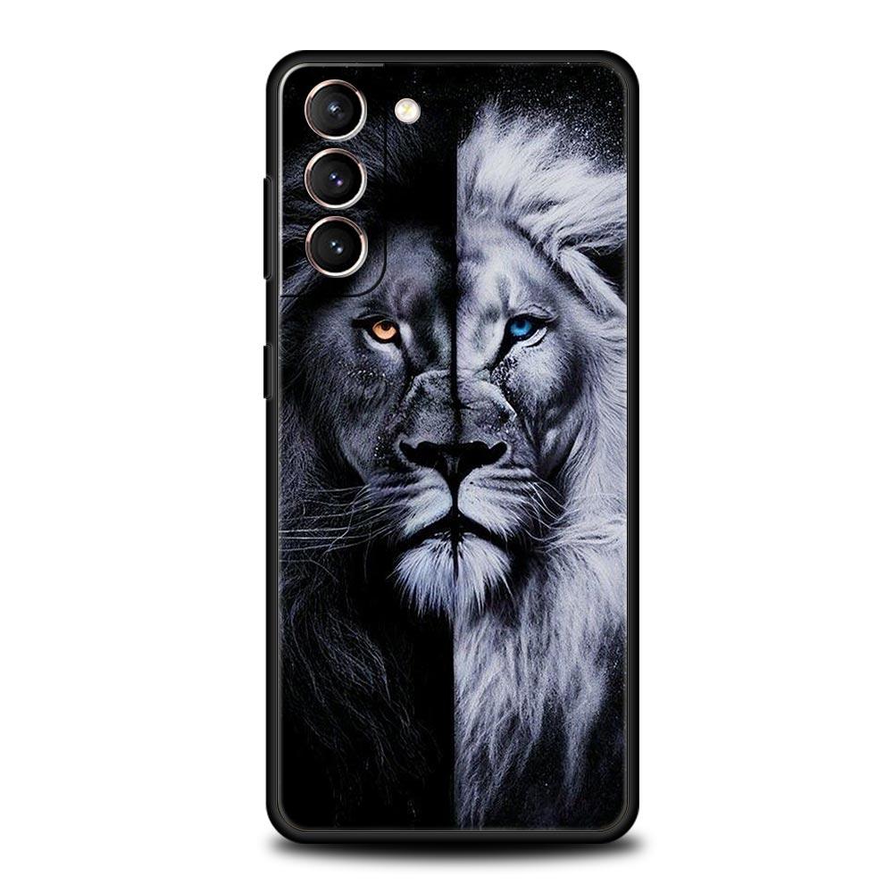 Мягкий ТПУ чехол для телефона Samsung Galaxy S25 S24 S23 S22 S21 Ultra S20 FE 5G S10 S10E Plus Тигр Волк Лев Животное Черная крышка