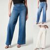Женские широкие брюки, повседневные модные однотонные джинсы, одежда для отдыха, брюки