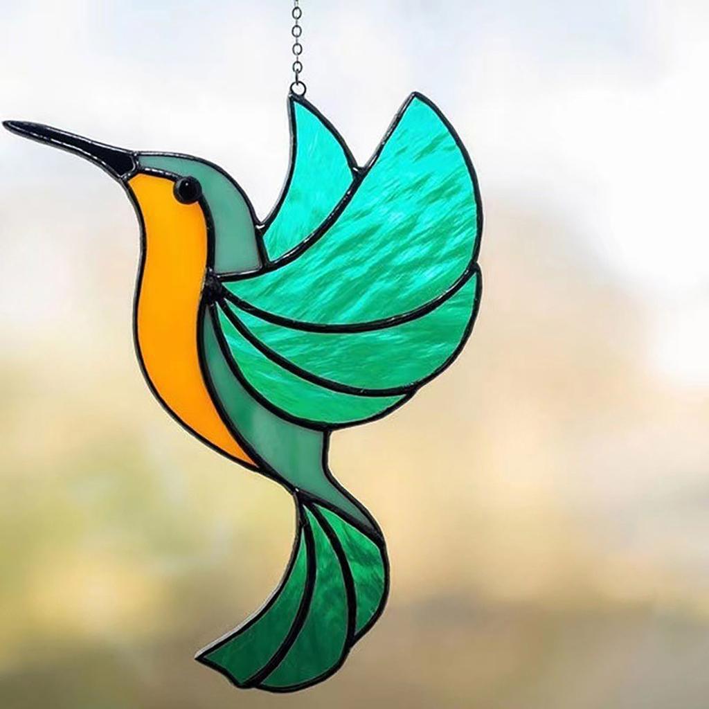 Window Pendant Hanging Ukraine Hummingbird Home Decor Unique Suncatcher Art Ornaments Bedroom Stained Gifts Decoration Garden Cyan Bird None