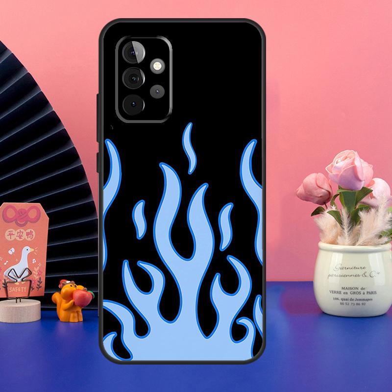 Эстетичный чехол с огнем, светло-голубой, огненно-розовый, для Samsung Galaxy A54 A34 A24 A14 A73 A53 A33 A23 A13 A52 A32 A22 A12 A51 A71