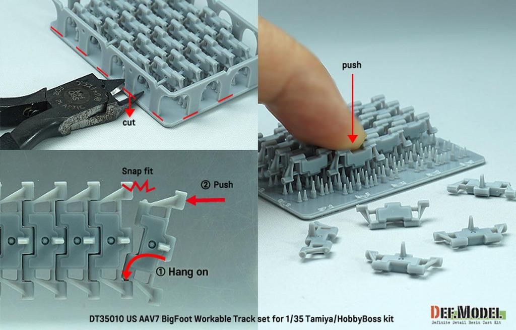 Дифференциальная модель Текущая американская амфибийная машина AAVP7 Big Foot Соединительная подвижная гусеница Hobby Boss Пластиковые детали модели DT35010 1/35 (Tamiya