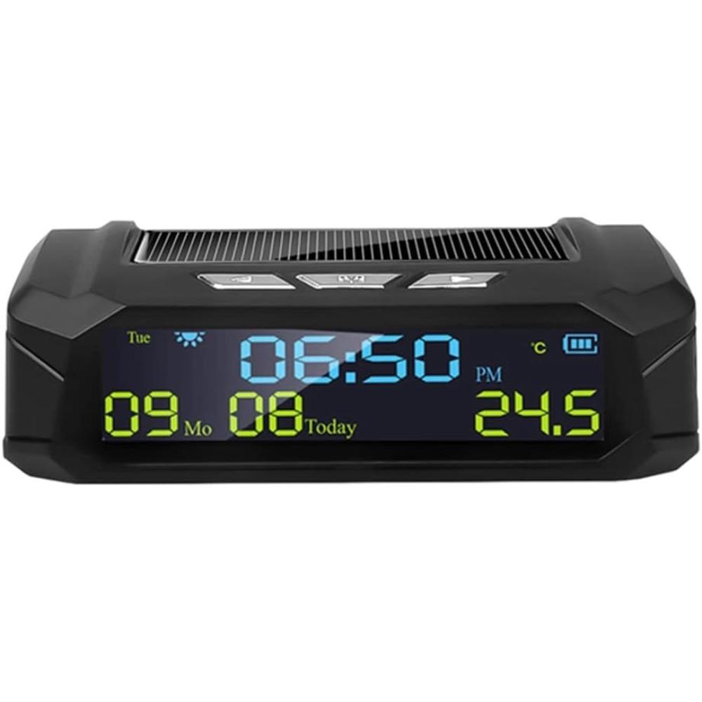 Автомобильные солнечные цифровые часы с ЖК-дисплеем, отображение времени, даты и температуры в автомобиле для украшения личных автомобильных деталей на открытом воздухе