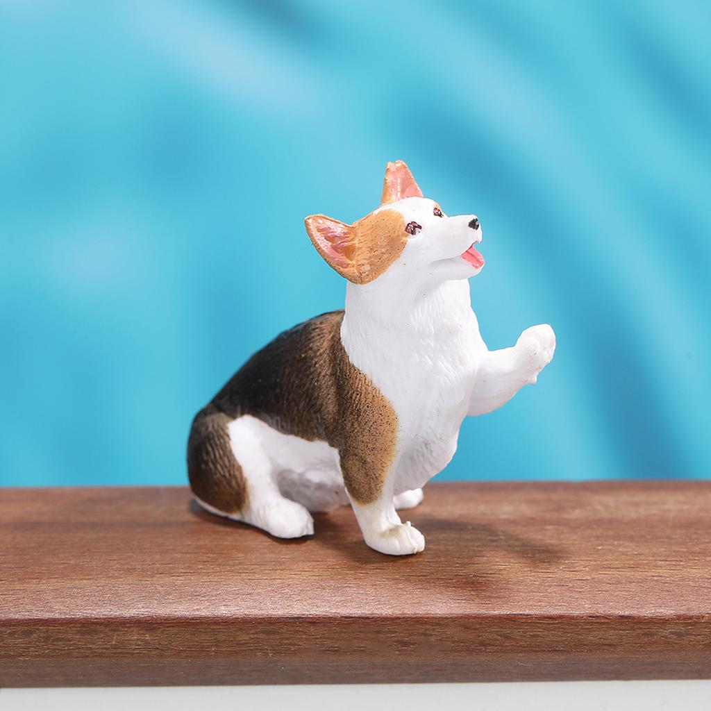 Corgi Dog Figurine Simulation Resin Animal Dashboard Ornaments Miniature Corgi Dogs Decor For Home, Car Interior